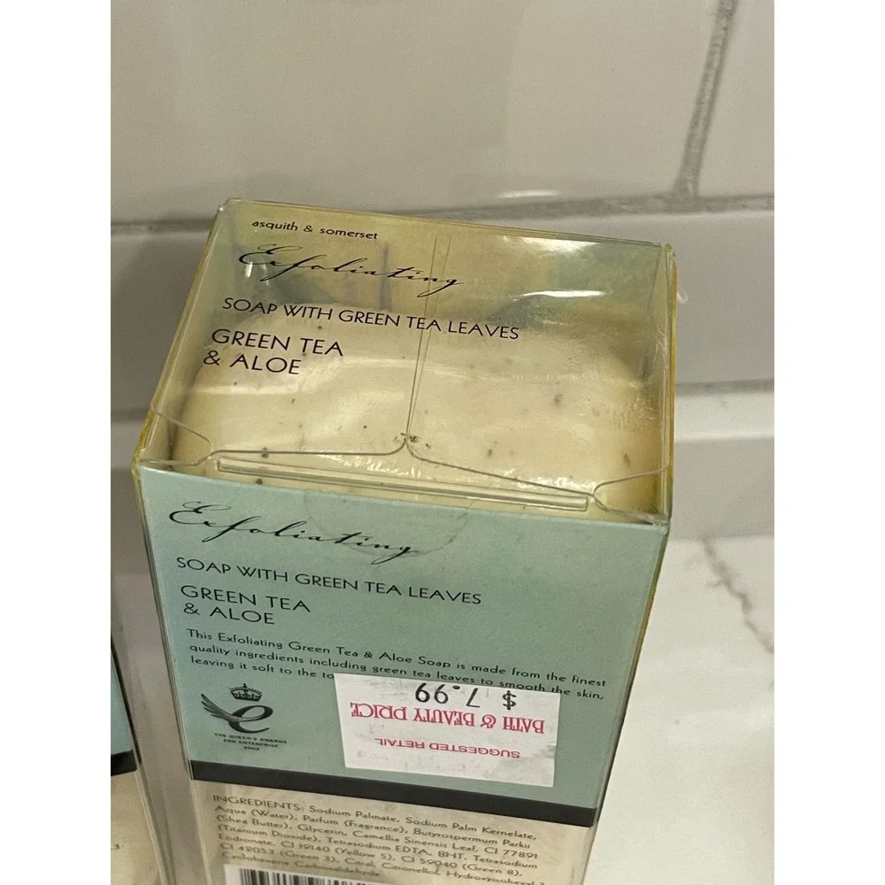 Asquith & Somerset Exfoliating Bar Soap‎ Green Tea & Aloe 12 oz Lot of 2 New